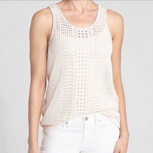 GAP Cream Crochet Sleeveless Knit Tank Top Sz XS